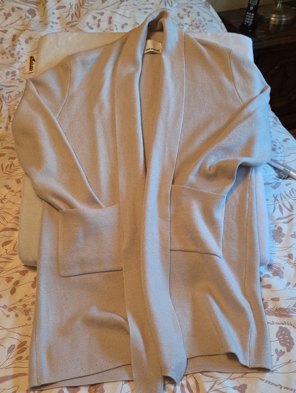 Pink Martini Beige Open-Front Women's Cardigan Jacket Fits Sizes Small To Large